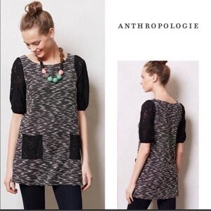 Postmark for Anthropologie tweed size small lace puff sleeve midi dress